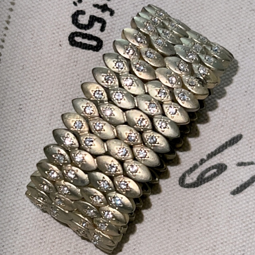 Vintage Roxanne Assoulin Brushed Gold Stretch Bracelet, rare
